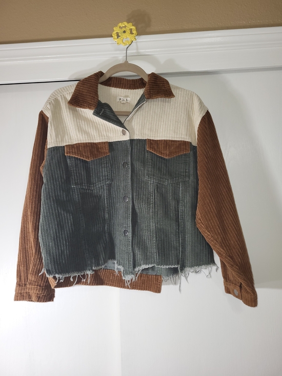 POL Jackets & Blazers - NWOT POL Colorblock Corduroy Jacket in Brown, Cream & Green SZ SM